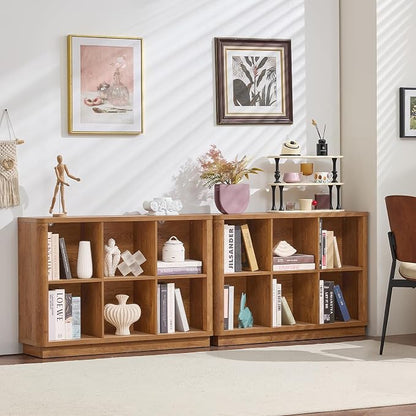 6 Cube Storage Book Shelf, Floor Standing 2-Tier Wooden Bookshelf - Image 4