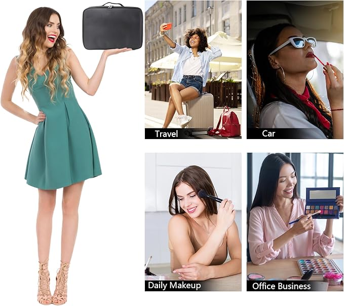 Travel Makeup Bag Makeup Cosmetic Train Case Organizer Portable Storage Bag - Image 8