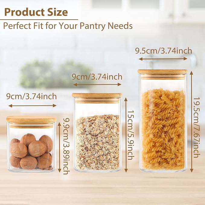TBWIND 6 Pack Square Glass Storage Containers - Image 3