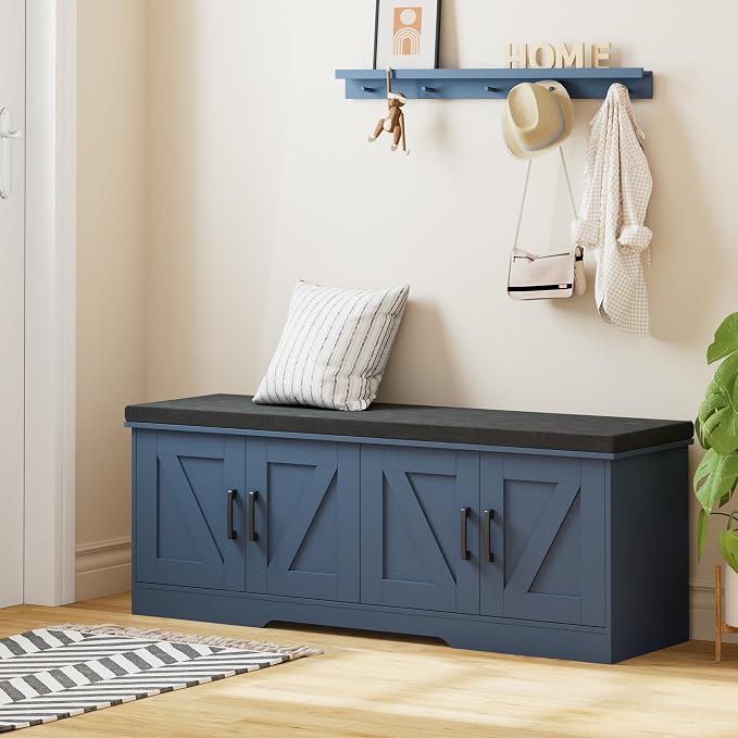 HOMSHO Farmhouse Shoe Storage Bench - Image 2