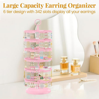 EsLuker.ly Earring Holder Organizer Rotating Stud Display Tree Rack, 6 Tier | - Image 3