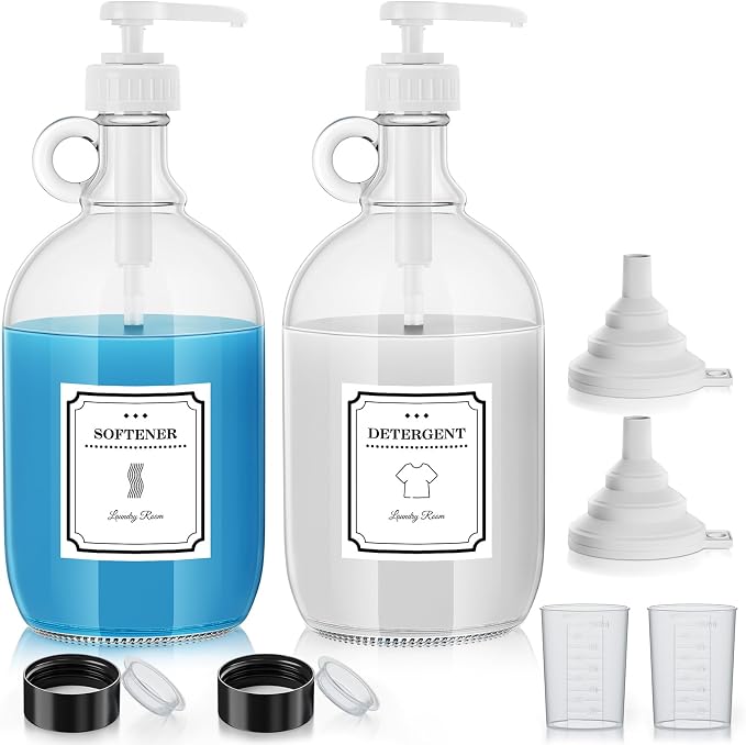Laundry Detergent Dispenser, 64oz Fabric Softener Dispenser, Glass Liquid by SUBEKYU