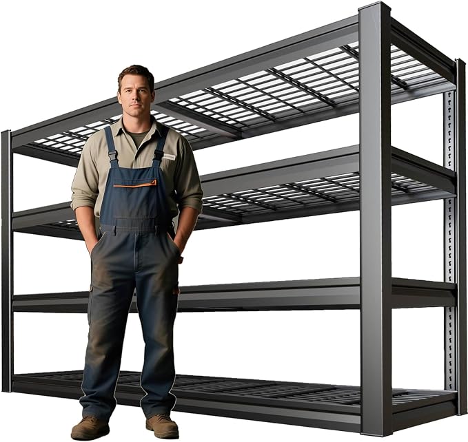 68" Wide Heavy Duty Garage Shelving Units, 4-Tier Deep Storage Shelves by SKZNSA