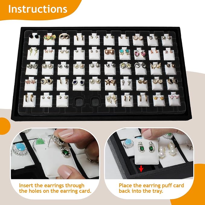 Ikee Design 2 Pcs Set Black Earring Display Tray - Image 5