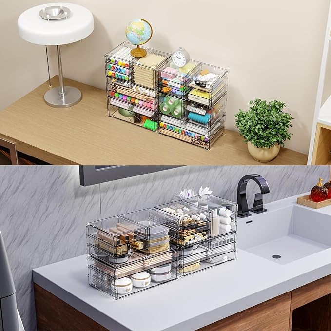 3Pack Clear Drawer Organizers Stackable, Acrylic Storage Drawers - Image 6