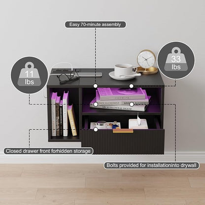 Veegle Black Floating Nightstand - Image 7
