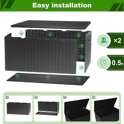 260 Gallon Outdoor Storage Box Waterproof, Extra Large Plastic Outside Deck Box - Image 7