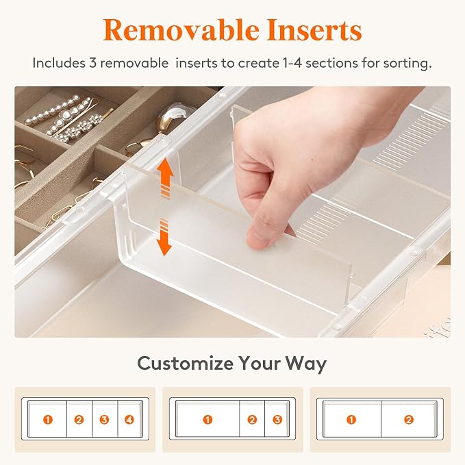 Lifewit 2 Pack Sliding Makeup Drawer Organizer Trays - Image 5