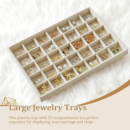 Large Jewelry Organizer for Drawer Insert Velvet Stackable Jewelry Trays for - Image 2