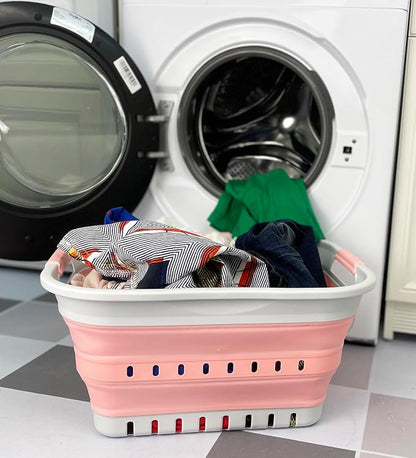 SAMMART Collapsible Plastic Rectangular Laundry Basket - Image 2