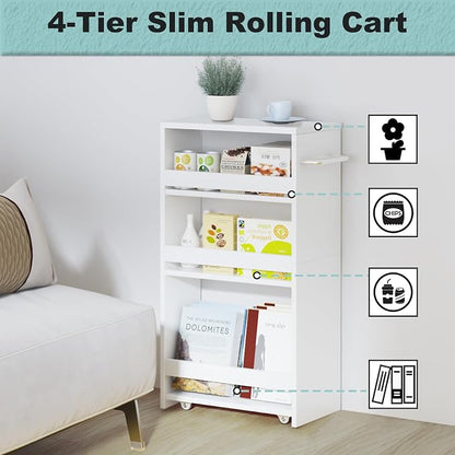 MARTY Rolling Storage Cart 7.9" W, 4-Tier Kitchen Cart - Image 6