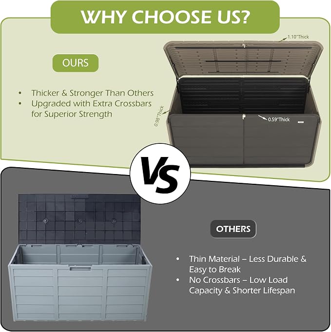 KUIKUI Deck Boxes Outdoor Waterproof, Large Outdoor Deck Box - Image 7