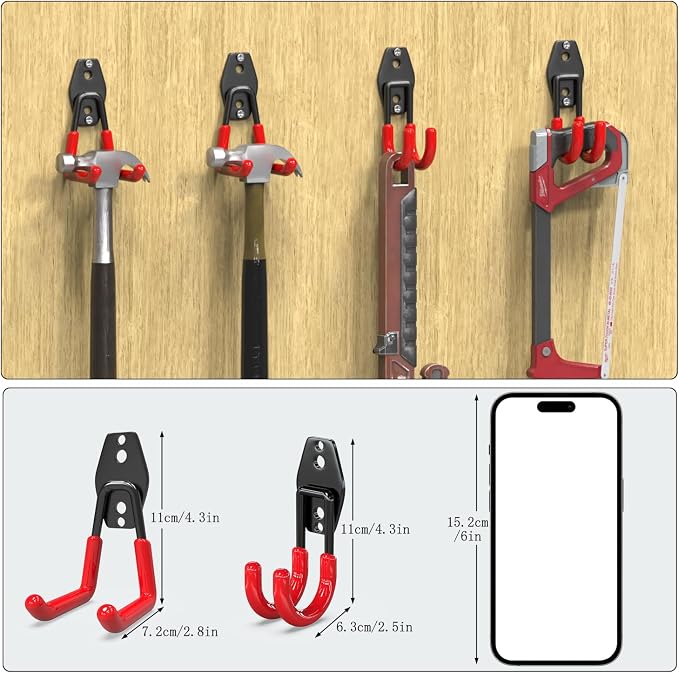 3-H Garage Wall Hooks 10 Pack, Garage Hooks Heavy Duty - Image 2