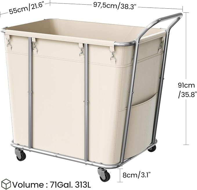 CHOEZON Laundry Sorter, 313L Large Laundry Basket, Rolling Hamper, Minimalist - Image 6