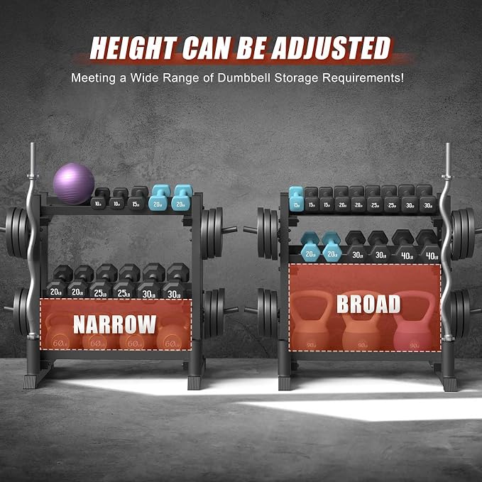 3-Tier Dumbbell Rack, 1100LB Capacity Adjustable Weight Rack - Image 3