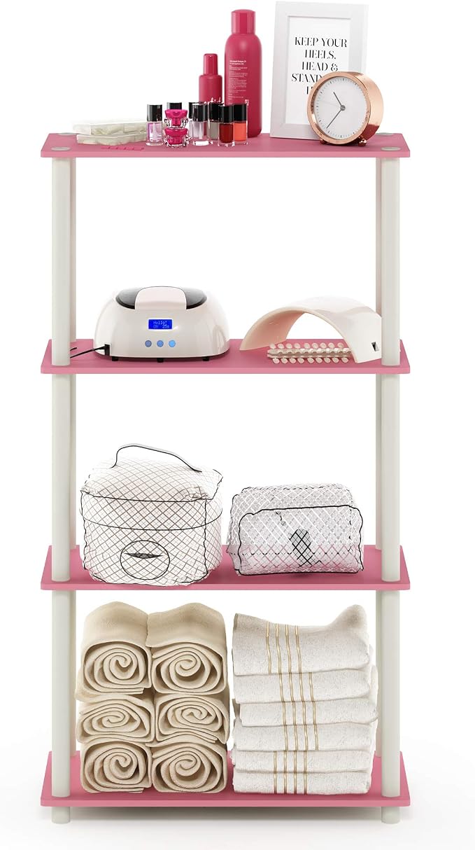 Furinno Turn-N-Tube 4-Tier Multipurpose Shelf Display Rack, Round Tubes - Image 6