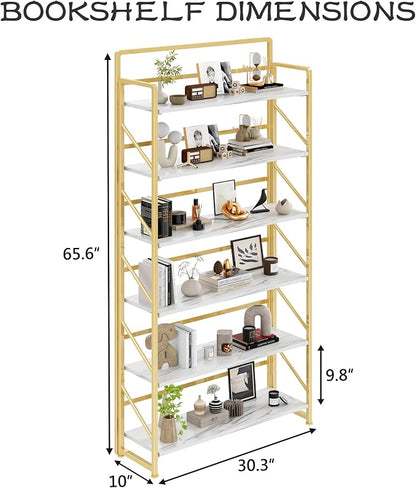 JSB 6 Tier No Assembly Folding Bookshelf, 30.3" Wide Foldable Storage Bookcase - Image 3