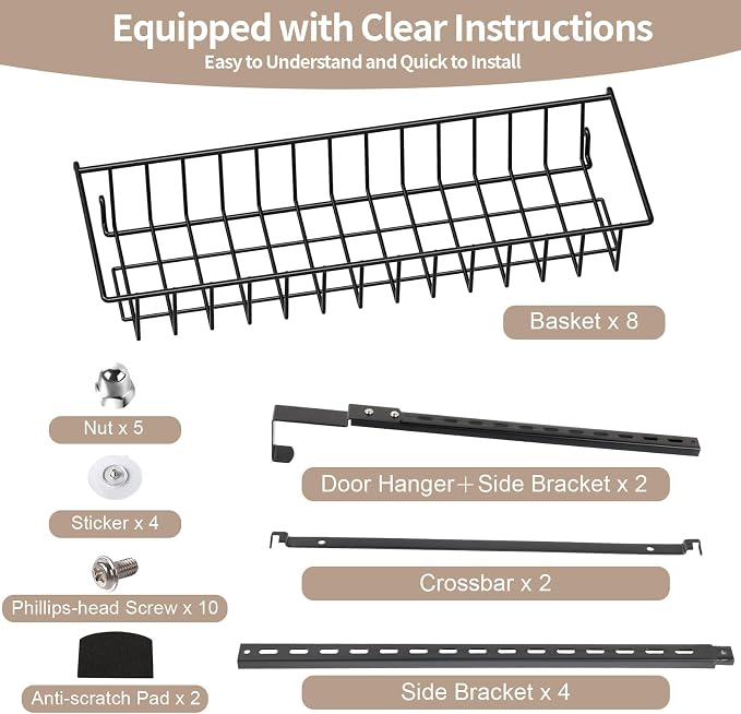 ElegantArray 8-Tier Pantry Door Organizer, Hanging Spice Rack Shelves, Home - Image 8