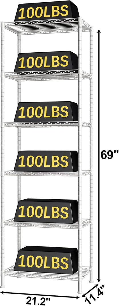 HOMEFORT 6-Shelving Unit, Adjustable Wire Shelving, Metal Wire Shelf Rack - Image 3