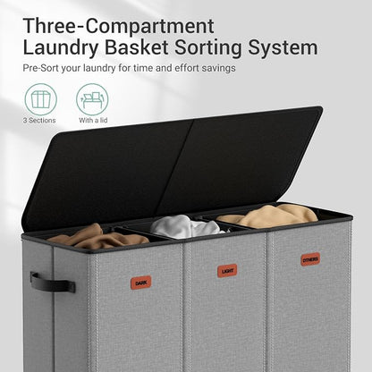 185L Laundry Hamper 3 Section - Image 4
