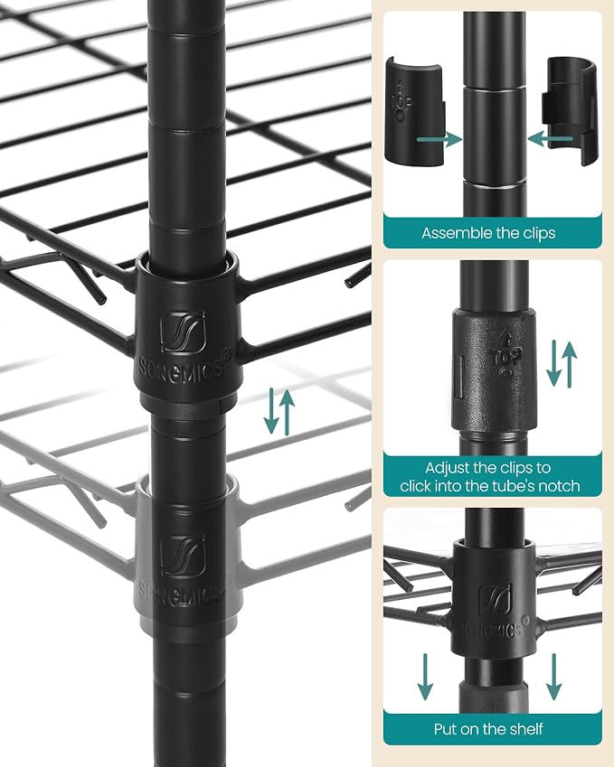 SONGMICS Storage Shelf, Bathroom Storage Rack, 5 Tier, Ink Black | Small space - Image 7