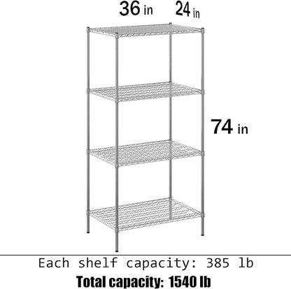 24" Deep x 36" Wide x 74" Height Wire Shelving Kit | 4-Tier | NSF Commercial - Image 3
