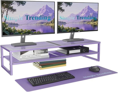 Simple Trending 2 Tier Metal Dual Monitor Stand Riser, Computer Office Desktop by SimpleTrending