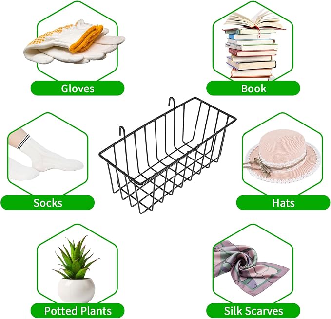 12 Pcs Wire Baskets, Wall Grid Panel Hanging Baskets - Image 7