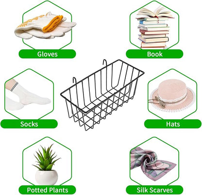 12 Pcs Wire Baskets, Wall Grid Panel Hanging Baskets - Image 7