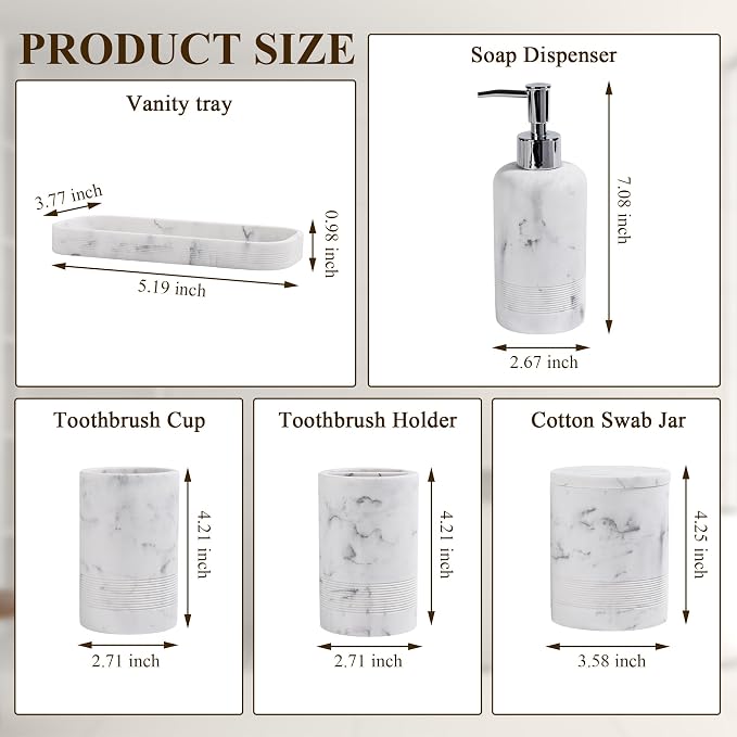 Bathroom Accessories Set, 6-Piece Bathroom Accessory Set, Toothbrush Holders Set - Image 7