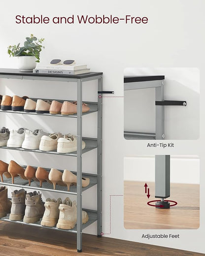 VASAGLE Shoe Rack for Entryway, Freestanding, Adjustable, Industrial | 5-Tier - Image 9