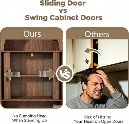 Arched Over The Toilet Storage Cabinet, Walnut Freestanding Bathroom Organizer - Image 6