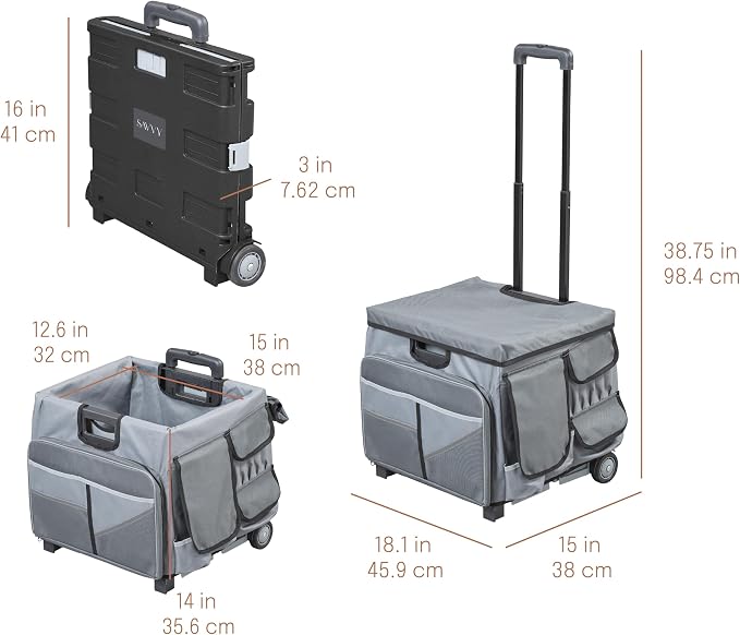 Mobile Utility Cart with Storage Organizer Bag, Rolling Cart, Dark Grey/Grey - Image 2