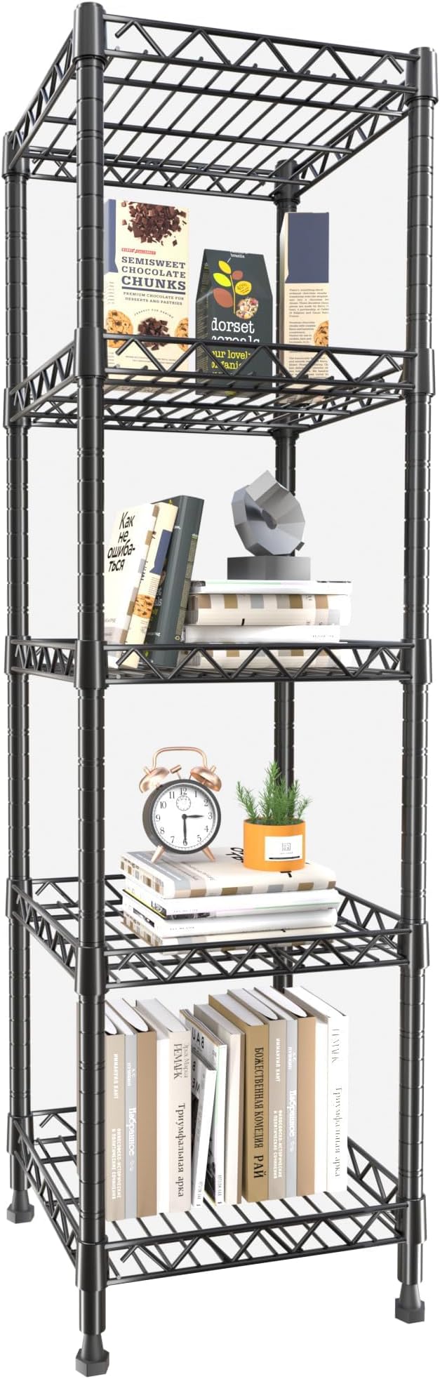 GIOTORENT 5 Tier Standing Shelving Metal Units, Adjustable Height Wire Shelf by GIOTORENT