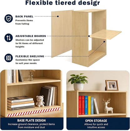 CTESNE【2026 Adjustable Shelves 3-Tier Bookcase, 71 inches, Wooden Open Display - Image 6
