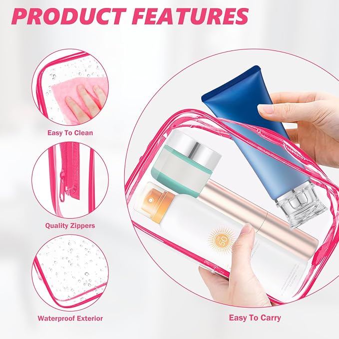 AURUZA Clear Makeup Bag, Portable Travel Toiletry Bags - Image 3