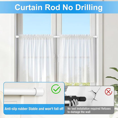 4 Pack Spring Loaded Tension Rod 17-41" Adjustable Curtain Rods No Drill - Image 5
