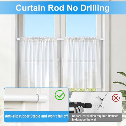2 Pack Spring Loaded Tension Rod 17-41" Adjustable Curtain Rods No Drill - Image 3
