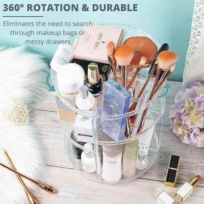 360 Rotating Makeup Organizer, Acrylic DIY Adjustable Bathroom Makeup Carousel - Image 4