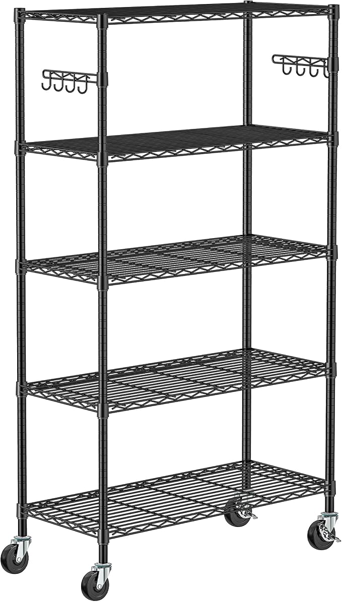 5 Tier Storage Shelves with Wheels by Folews
