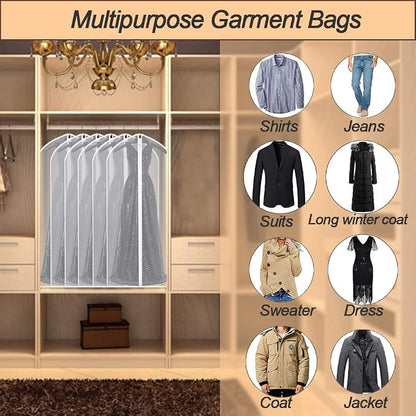 Garment Bag Covers 24''X54'' Lightweight White PEVA Breathable Bags - Image 5