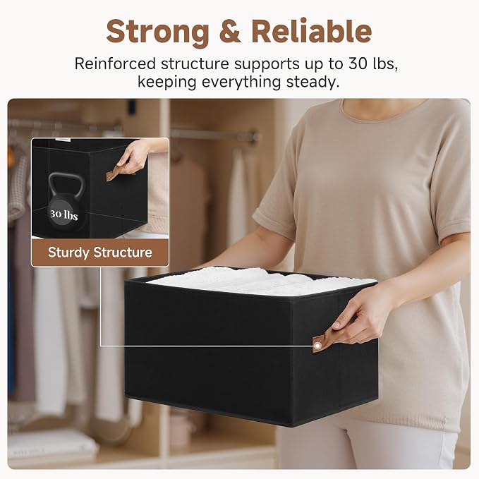 StorageWorks Storage Baskets for Shelves, Foldable Fabric Closet Storage Bins - Image 5