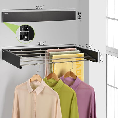 Wall Mounted Laundry Drying Rack, Retractable Clothes Drying Rack - Image 3