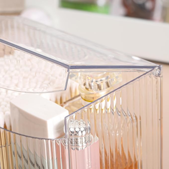Tbestmax Qtip Holder Dispenser 2-Section Clear Bathroom Organizer 2 Grids - Image 6