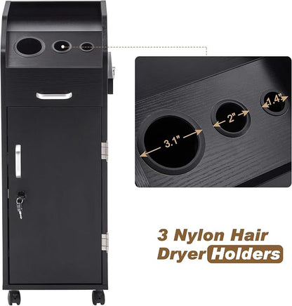 BarberPub Beauty Salon Trolley Storage Cart Hair Dryer Holder Stylist Equipment - Image 3