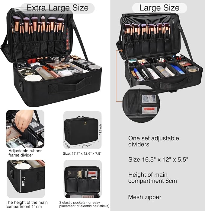 Relavel Large Makeup Organizer Profession Makeup Bag Extra Large Makeup Case - Image 2