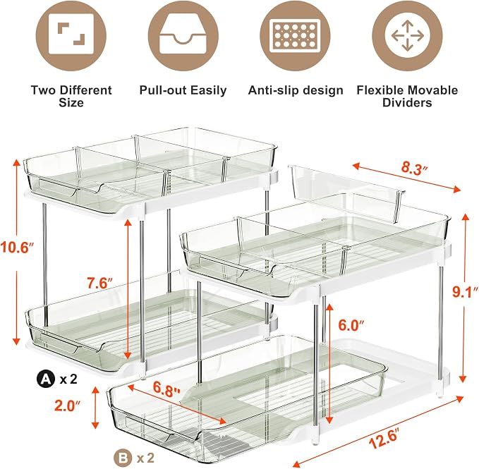 Delamu 2-Tier Multi-Purpose Bathroom Under Sink Organizers and Storage - Image 2