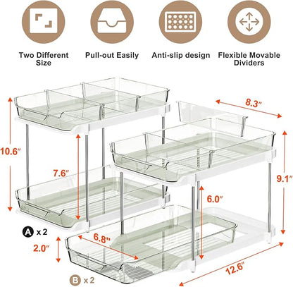 Delamu 2-Tier Multi-Purpose Bathroom Under Sink Organizers and Storage - Image 2