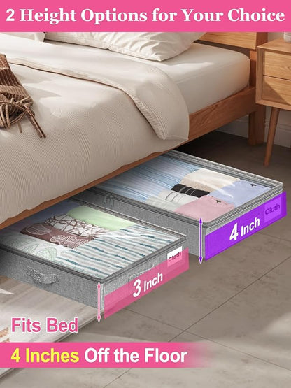 3-Inch High Under Bed Storage Containers, Low Profile Underbed Bins, NO RIGID - Image 2