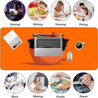 Large Cute Black Cat Mouse Pad, Extended Desk Mat - Image 9